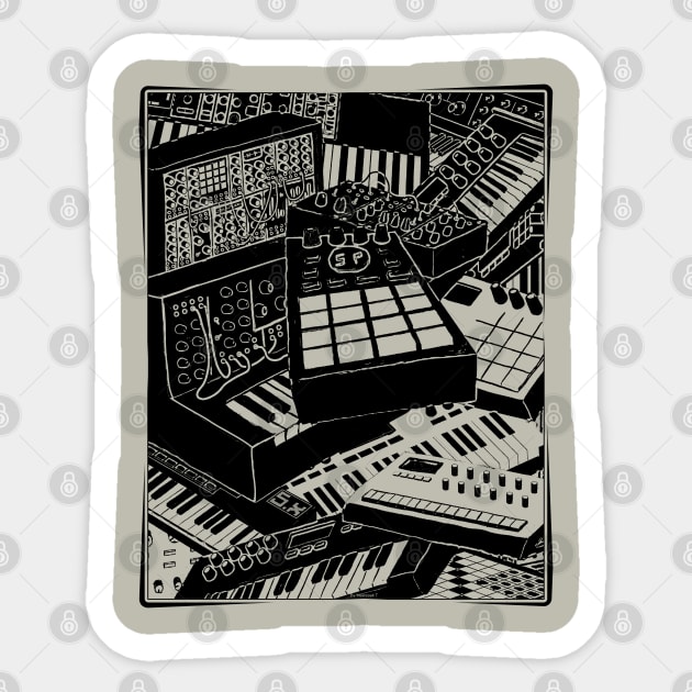 Synthesizer Art for Electronic Musician Sticker by Mewzeek_T